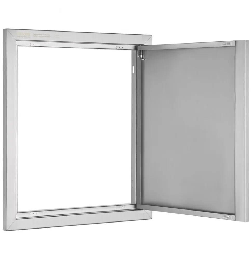 VEVOR BBQ Access Door, 18W x 21H Inch Single Outdoor Kitchen Door, Stainless Steel Flush Mount Door, Wall Vertical Door with Recessed Handle, for BBQ Island, Grilling Station, Outside Cabinet
