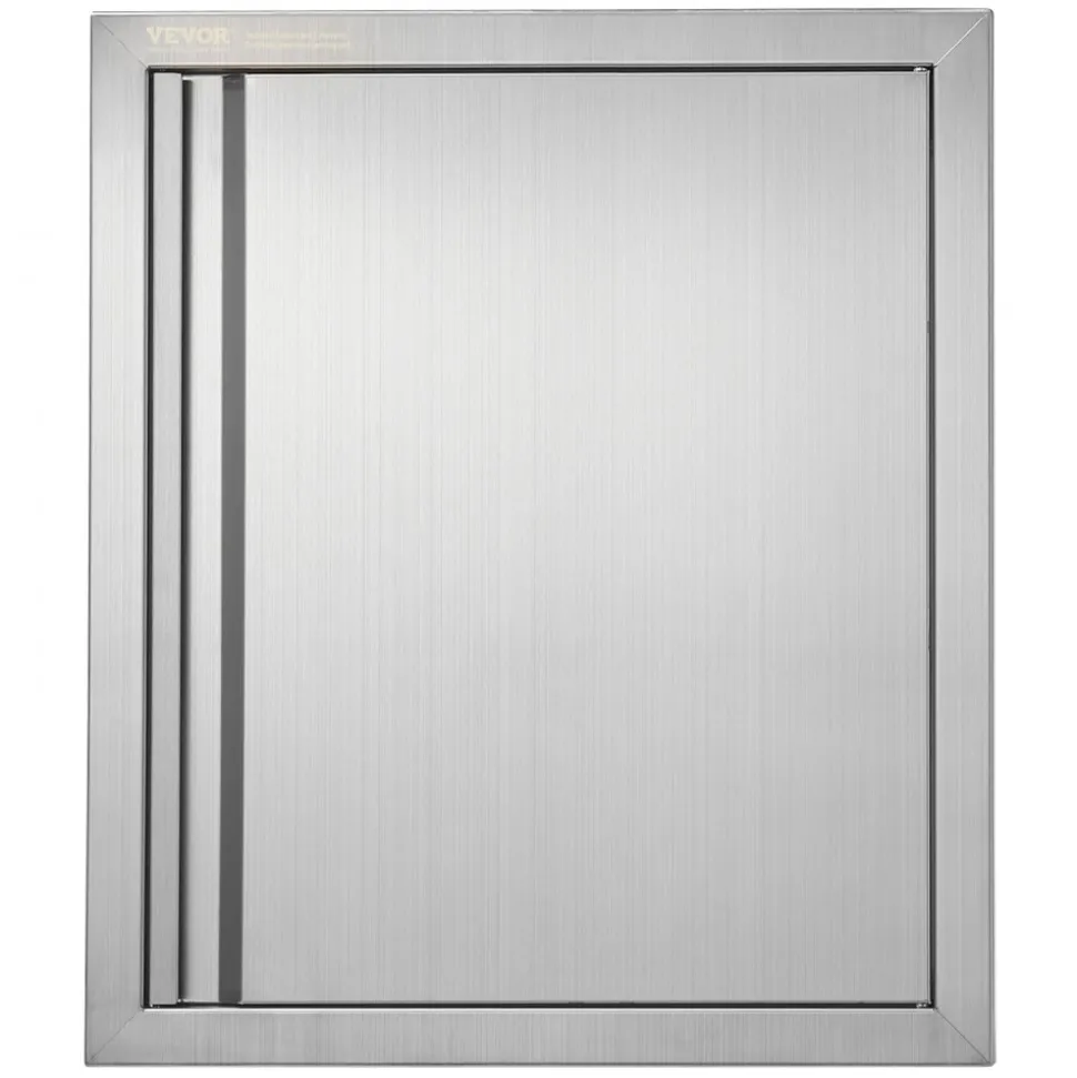 VEVOR BBQ Access Door, 18W x 21H Inch Single Outdoor Kitchen Door, Stainless Steel Flush Mount Door, Wall Vertical Door with Recessed Handle, for BBQ Island, Grilling Station, Outside Cabinet
