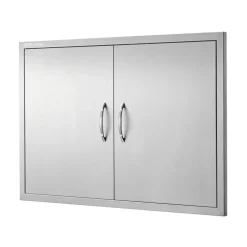 VEVOR BBQ Access Door, 39W x 26H Inch Double Outdoor Kitchen Door, Stainless Steel Flush Mount Door, Wall Vertical Door with Handles and Hooks, for BBQ Island, Grilling Station, Outside Cabinet