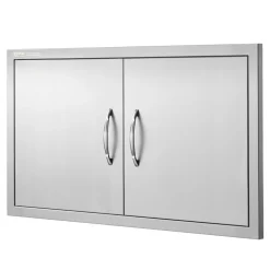 VEVOR BBQ Access Door, 34W x 19H Inch Double Outdoor Kitchen Door, Stainless Steel Flush Mount Door, Wall Vertical Door with Handles, for BBQ Island, Grilling Station, Outside Cabinet