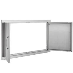 VEVOR BBQ Access Door, 34W x 19H Inch Double Outdoor Kitchen Door, Stainless Steel Flush Mount Door, Wall Vertical Door with Handles, for BBQ Island, Grilling Station, Outside Cabinet