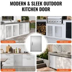 VEVOR BBQ Access Door, 36W x 24H Inch Double Outdoor Kitchen Door, Stainless Steel Flush Mount Door, Wall Vertical Door with Handles, for BBQ Island, Grilling Station, Outside Cabinet