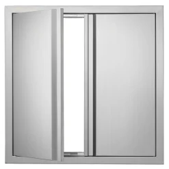 VEVOR BBQ Access Door, 24W x 24H Inch Double Outdoor Kitchen Door, Stainless Steel Flush Mount Door, Wall Vertical Door with Recessed Handles , for BBQ Island, Grilling Station, Outside Cabinet