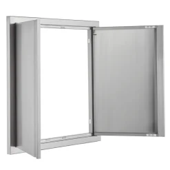 VEVOR BBQ Access Door, 24W x 24H Inch Double Outdoor Kitchen Door, Stainless Steel Flush Mount Door, Wall Vertical Door with Recessed Handles , for BBQ Island, Grilling Station, Outside Cabinet