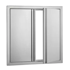 VEVOR BBQ Access Door, 24W x 24H Inch Double Outdoor Kitchen Door, Stainless Steel Flush Mount Door, Wall Vertical Door with Recessed Handles , for BBQ Island, Grilling Station, Outside Cabinet