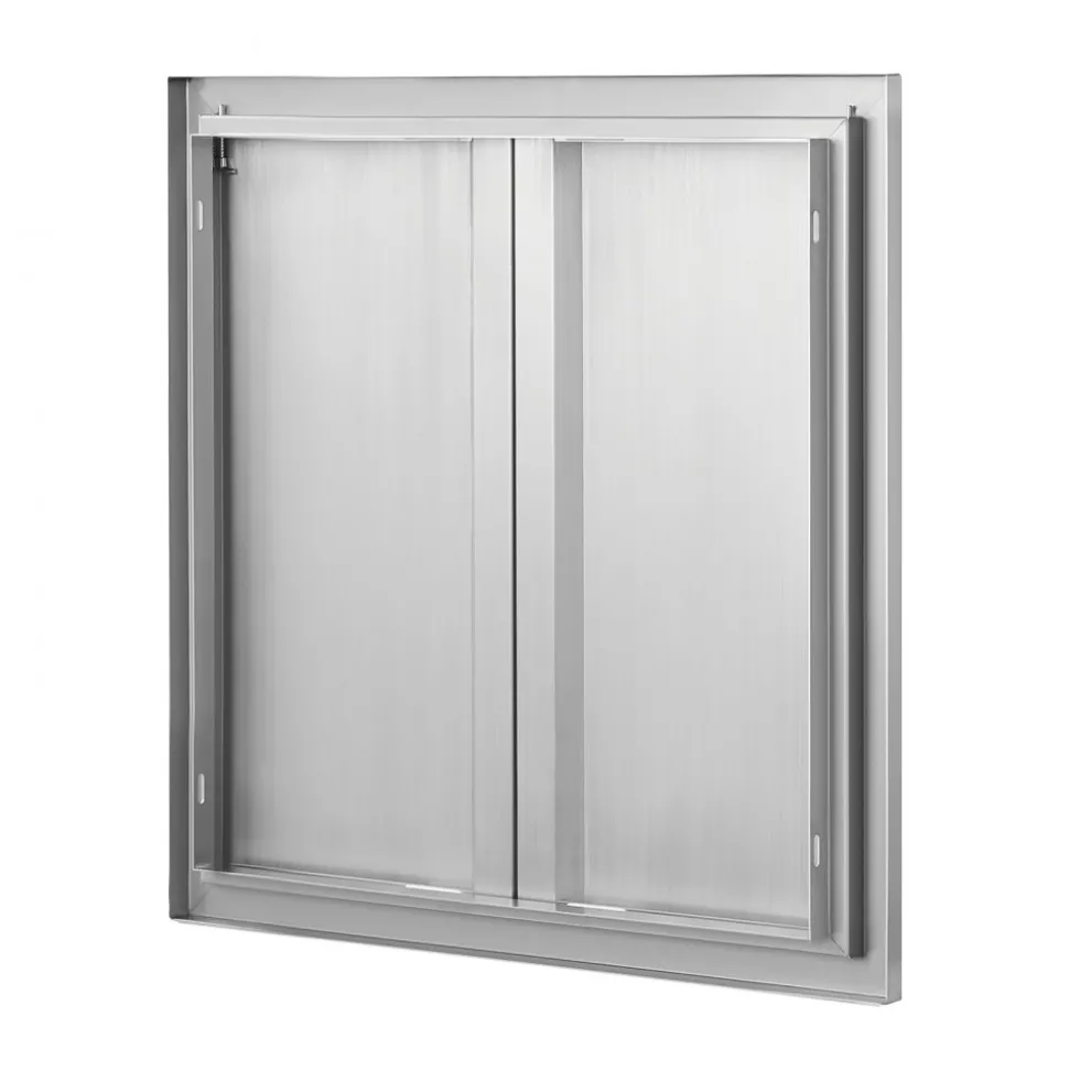 VEVOR BBQ Access Door, 24W x 24H Inch Double Outdoor Kitchen Door, Stainless Steel Flush Mount Door, Wall Vertical Door with Recessed Handles , for BBQ Island, Grilling Station, Outside Cabinet