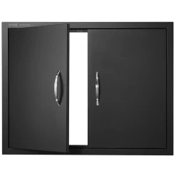 VEVOR BBQ Access Door, 31W x 24H Inch Double Outdoor Kitchen Door, Cold Plate Flush Mount Door, Wall Vertical Door with Handles, for BBQ Island, Grilling Station, Outside Cabinet(Stainless Steel + Oil-Sprayed Product)