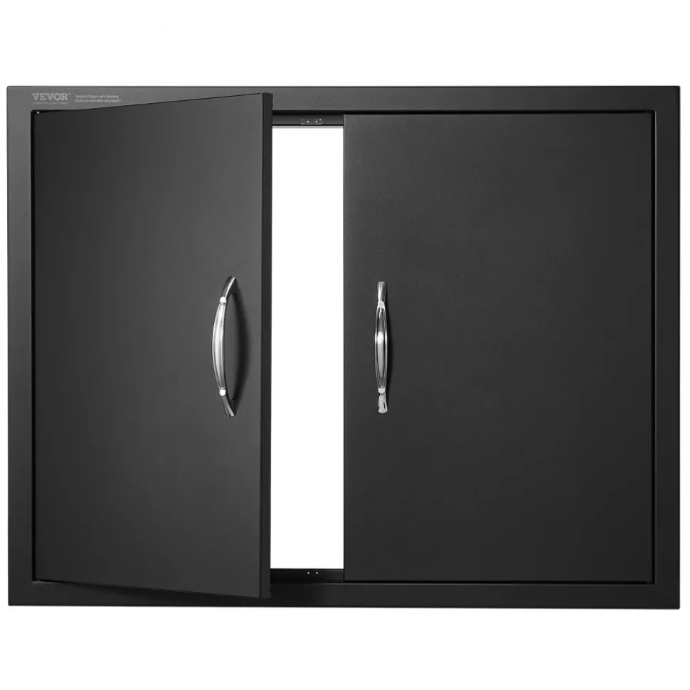VEVOR BBQ Access Door, 31W x 24H Inch Double Outdoor Kitchen Door, Cold Plate Flush Mount Door, Wall Vertical Door with Handles, for BBQ Island, Grilling Station, Outside Cabinet(Stainless Steel + Oil-Sprayed Product)