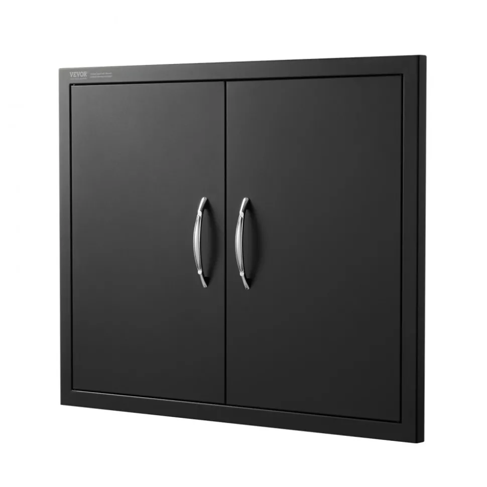 VEVOR BBQ Access Door, 31W x 24H Inch Double Outdoor Kitchen Door, Cold Plate Flush Mount Door, Wall Vertical Door with Handles, for BBQ Island, Grilling Station, Outside Cabinet(Stainless Steel + Oil-Sprayed Product)