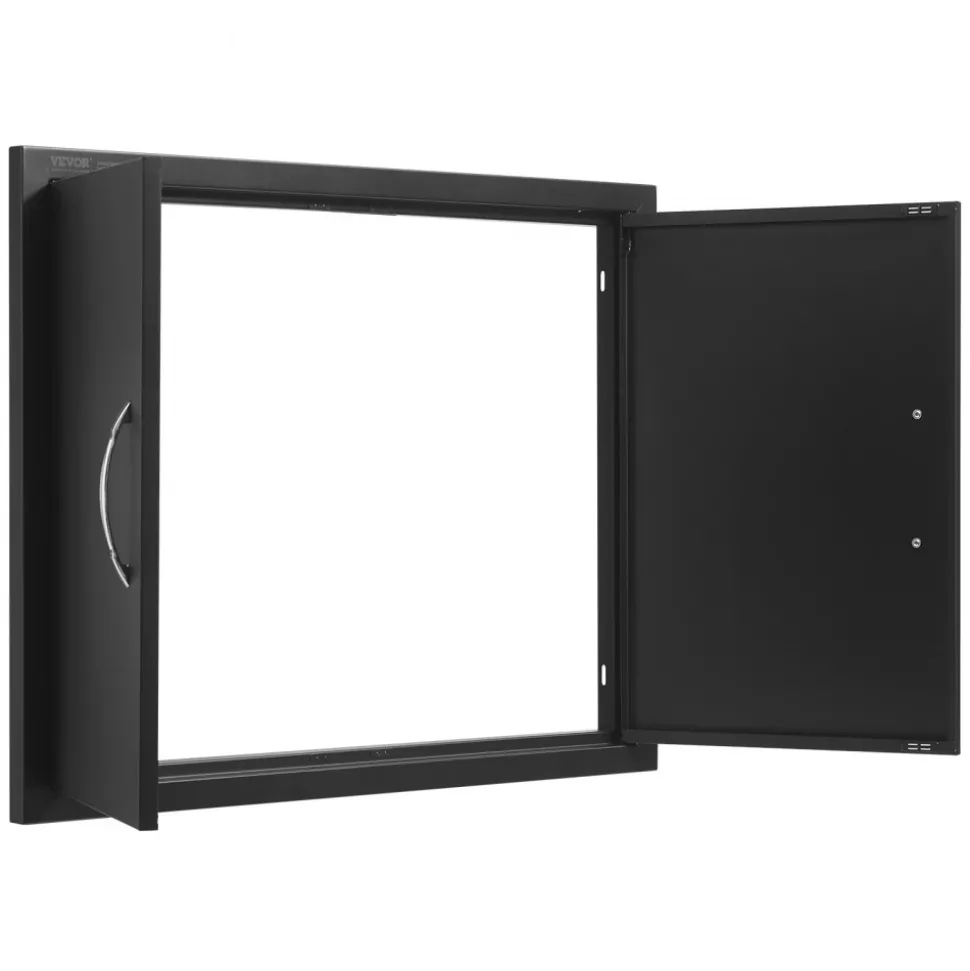 VEVOR BBQ Access Door, 31W x 24H Inch Double Outdoor Kitchen Door, Cold Plate Flush Mount Door, Wall Vertical Door with Handles, for BBQ Island, Grilling Station, Outside Cabinet(Stainless Steel + Oil-Sprayed Product)