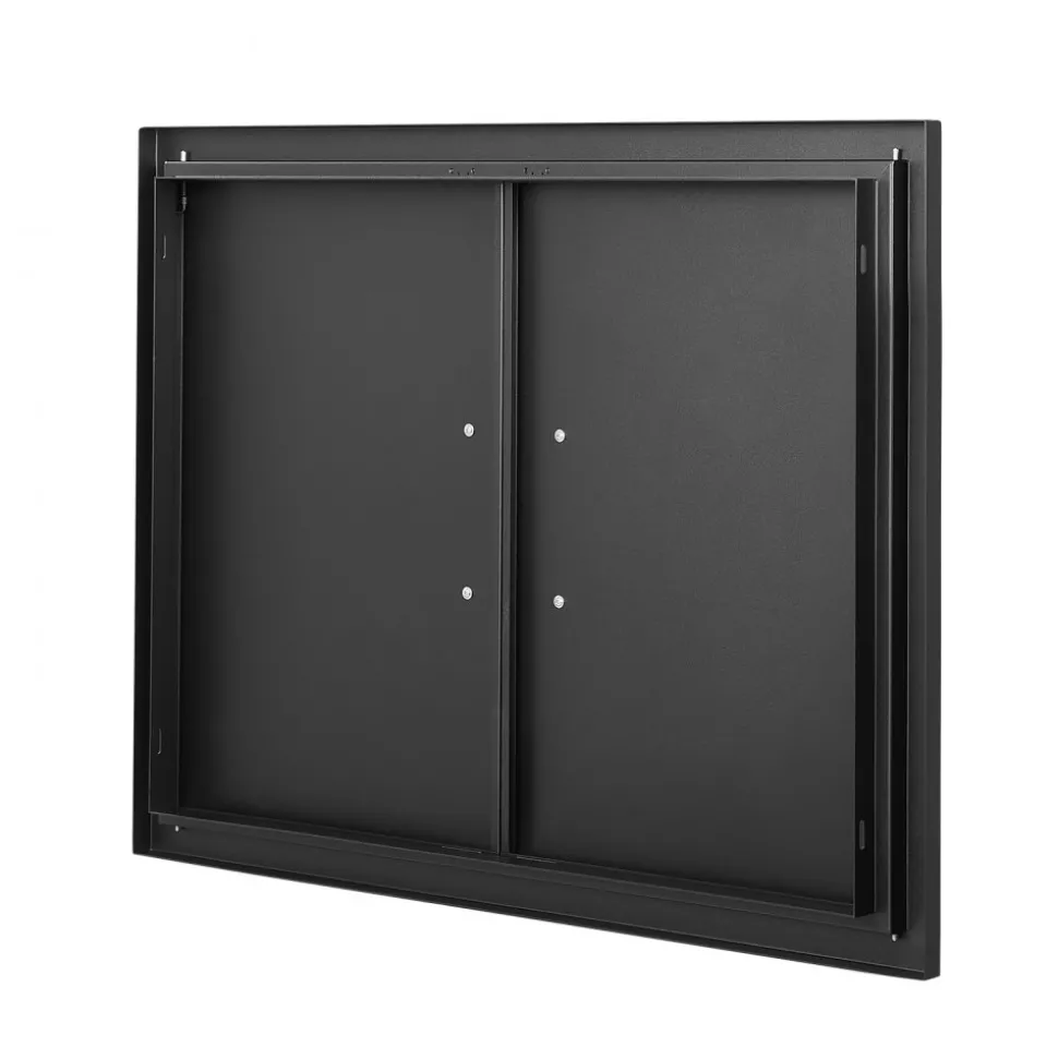 VEVOR BBQ Access Door, 31W x 24H Inch Double Outdoor Kitchen Door, Cold Plate Flush Mount Door, Wall Vertical Door with Handles, for BBQ Island, Grilling Station, Outside Cabinet(Stainless Steel + Oil-Sprayed Product)