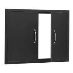 VEVOR BBQ Access Door, 31W x 24H Inch Double Outdoor Kitchen Door, Cold Plate Flush Mount Door, Wall Vertical Door with Handles, for BBQ Island, Grilling Station, Outside Cabinet(Stainless Steel + Oil-Sprayed Product)