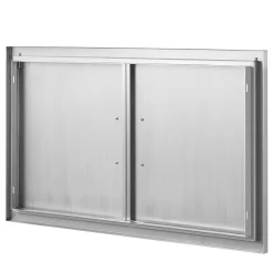 VEVOR BBQ Access Door, 36W x 21H Inch Double Outdoor Kitchen Door, Stainless Steel Flush Mount Door, Wall Vertical Door with Handles, for BBQ Island, Grilling Station, Outside Cabinet