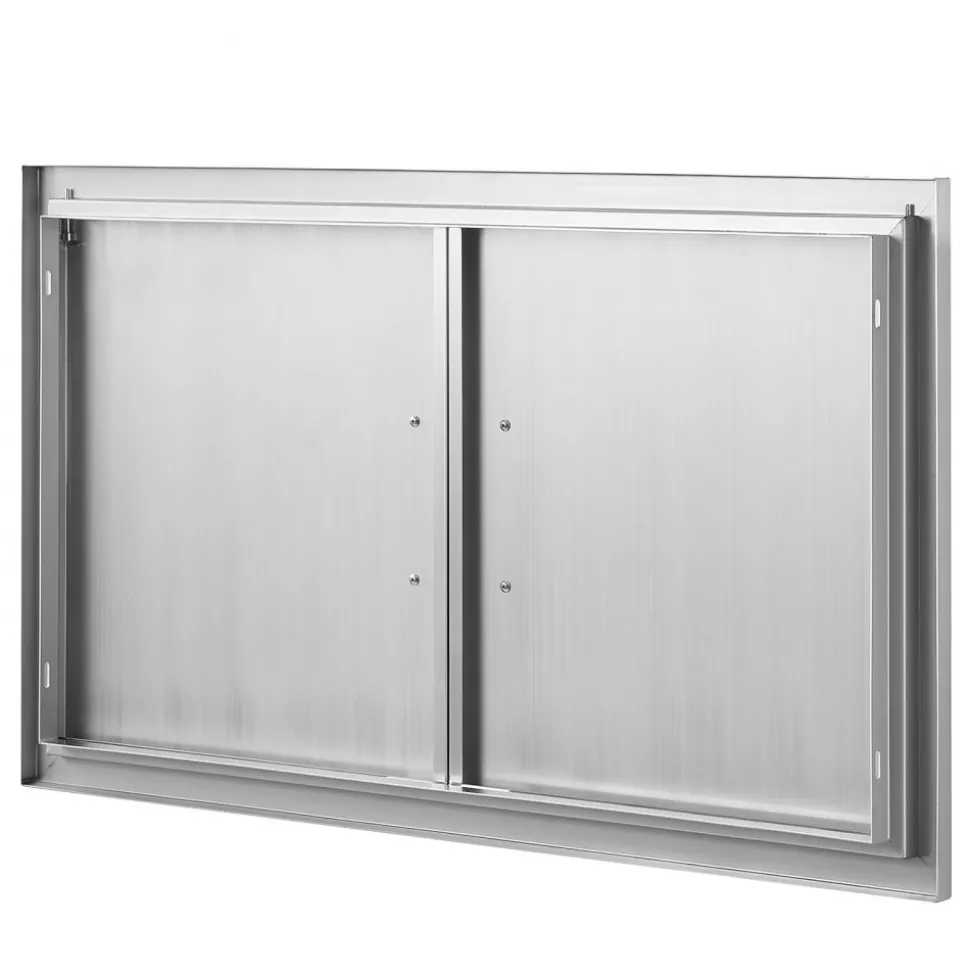 VEVOR BBQ Access Door, 36W x 21H Inch Double Outdoor Kitchen Door, Stainless Steel Flush Mount Door, Wall Vertical Door with Handles, for BBQ Island, Grilling Station, Outside Cabinet
