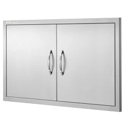 VEVOR BBQ Access Door, 36W x 21H Inch Double Outdoor Kitchen Door, Stainless Steel Flush Mount Door, Wall Vertical Door with Handles, for BBQ Island, Grilling Station, Outside Cabinet