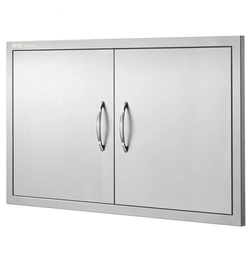 VEVOR BBQ Access Door, 36W x 21H Inch Double Outdoor Kitchen Door, Stainless Steel Flush Mount Door, Wall Vertical Door with Handles, for BBQ Island, Grilling Station, Outside Cabinet