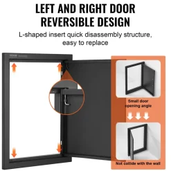 VEVOR BBQ Access Door, 16W x 22H Inch Single Outdoor Kitchen Door, Cold Plate Flush Mount Door, Wall Vertical Door with Handle, for BBQ Island, Grilling Station, Outside Cabinet
