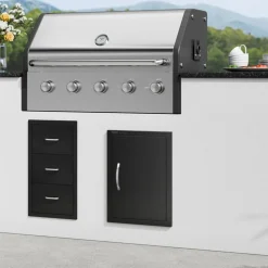 VEVOR BBQ Access Door, 16W x 22H Inch Single Outdoor Kitchen Door, Cold Plate Flush Mount Door, Wall Vertical Door with Handle, for BBQ Island, Grilling Station, Outside Cabinet