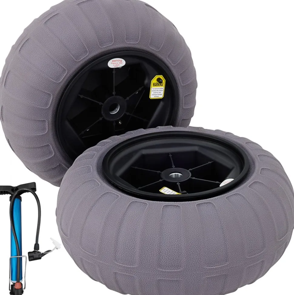 VEVOR Beach Balloon Wheels, 16" Replacement Sand Tires, TPU Cart Tires for Kayak Dolly, Canoe Cart and Buggy with Free Air Pump, 2-Pack