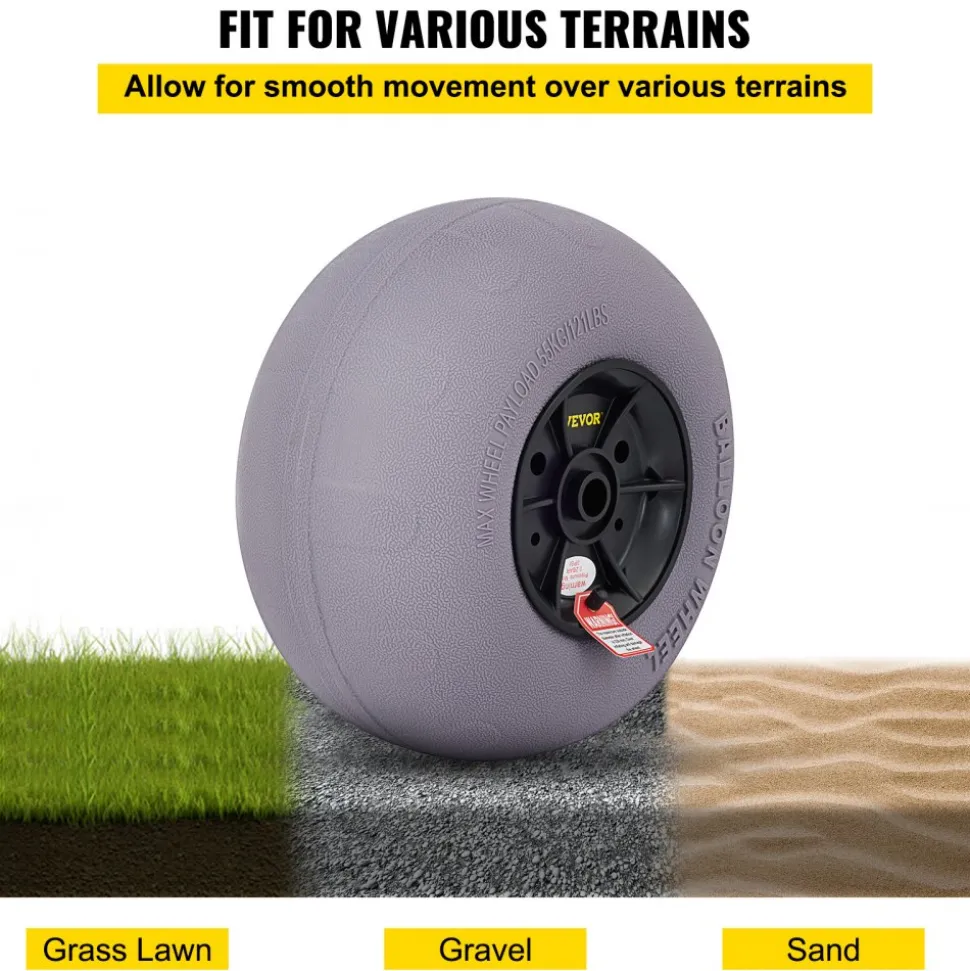 VEVOR Beach Balloon Wheels, 13" Replacement Sand Tires, TPU Cart Tires for Kayak Dolly, Canoe Cart and Buggy with Free Air Pump, 2-Pack