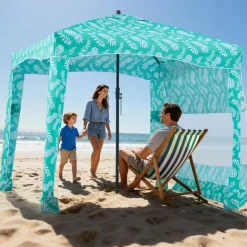 VEVOR Beach Cabana, 6 x 6 ft Beach Canopy with Side Wall, UPF 50+ Protection Easy Setup Cabana Tent with Sand Pockets, Large Portable Shade Sun Shelter, Outdoor Umbrella for Whole Family & Friends