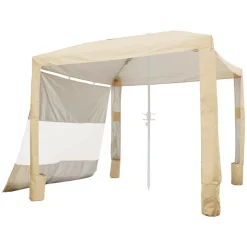 VEVOR Beach Cabana, 8 x 8 ft Beach Canopy with Side Wall, UPF 50+ Protection Easy Setup Cabana Tent with Sand Pockets, Adjustable Height Portable Shade Sun Shelter Umbrella for Family & Friends, Khaki