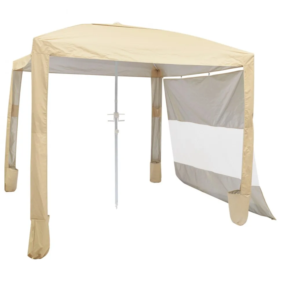 VEVOR Beach Cabana, 8 x 8 ft Beach Canopy with Side Wall, UPF 50+ Protection Easy Setup Cabana Tent with Sand Pockets, Adjustable Height Portable Shade Sun Shelter Umbrella for Family & Friends, Khaki