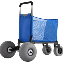 VEVOR Beach Cart with Large Wheels for Sand, 165 lbs Load Capacity, Heavy Duty Folding Beach Wagon with 12
