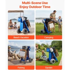 VEVOR Beach Cart with Large Wheels for Sand, 165 lbs Load Capacity, Heavy Duty Folding Beach Wagon with 10