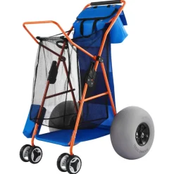 VEVOR Beach Cart with Large Wheels for Sand, 165 lbs Load Capacity, Heavy Duty Folding Beach Wagon with 10