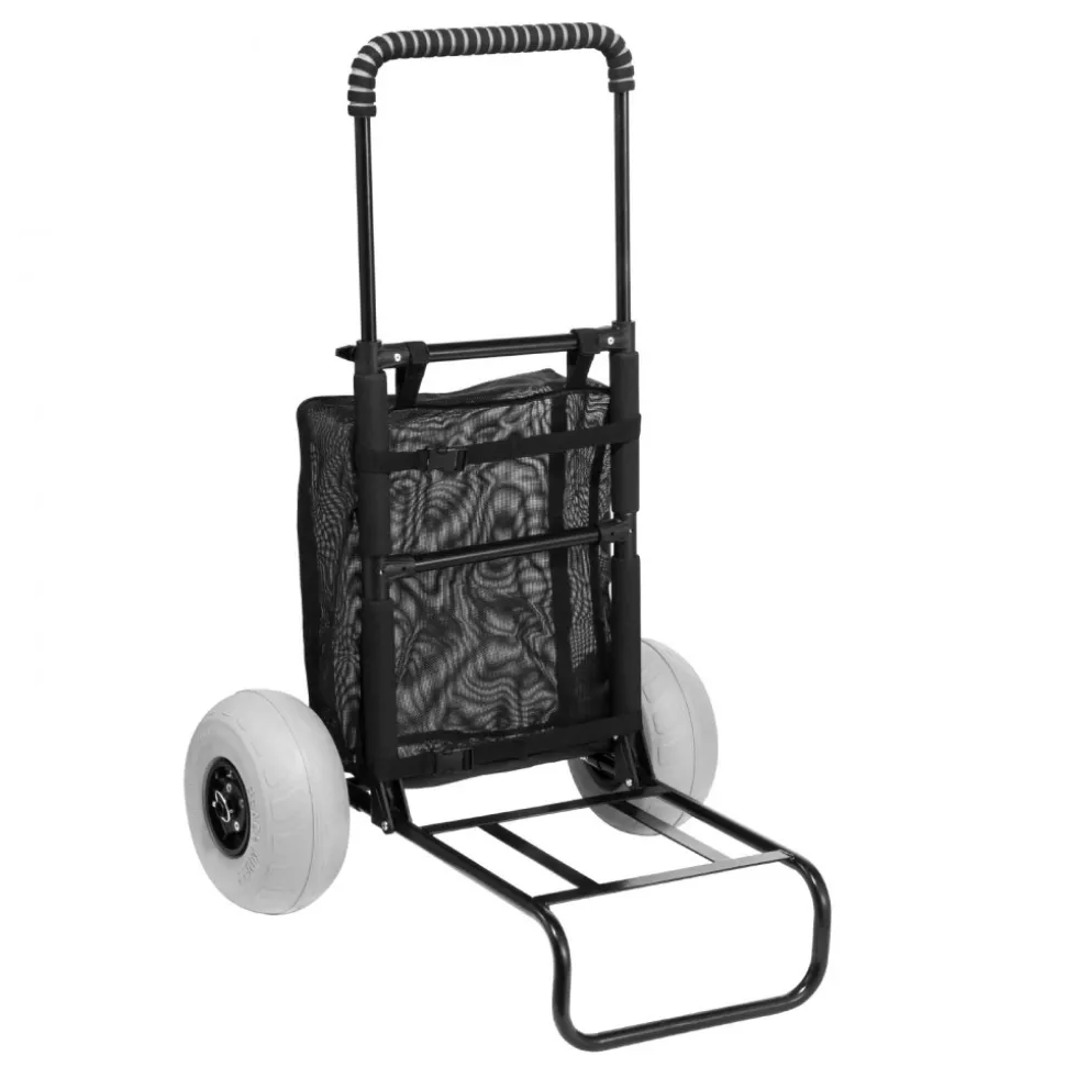 VEVOR Beach Dolly with Big Wheels for Sand, 20.1" x 14.6" Cargo Deck, w/ 9" Balloon Wheels, 165LBS Loading Capacity Folding Sand Cart & 27.2" to 44.9" Adjustable Height, Heavy Duty Cart for Beach