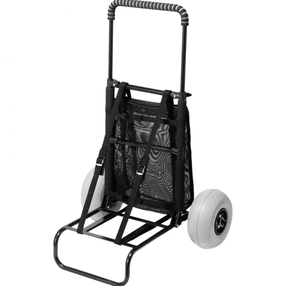 VEVOR Beach Dolly with Big Wheels for Sand, 20.1" x 14.6" Cargo Deck, w/ 9" Balloon Wheels, 165LBS Loading Capacity Folding Sand Cart & 27.2" to 44.9" Adjustable Height, Heavy Duty Cart for Beach