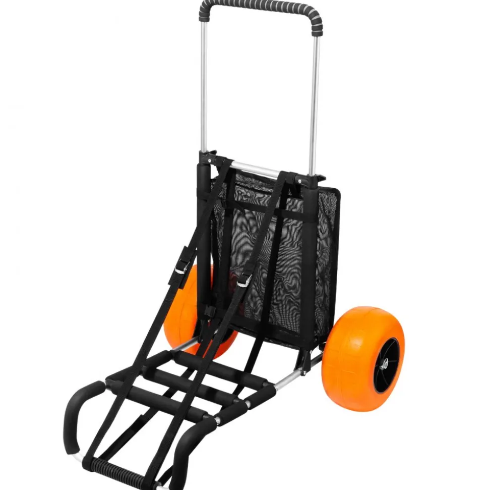 VEVOR Beach Dolly with Big Wheels for Sand, 29.9" x 15.4" Cargo Deck, w/ 12" Solid Wheels, 165LBS Loading Capacity Folding Sand Cart & 27" to 44.7" Adjustable Height, Heavy Duty Cart for Beach
