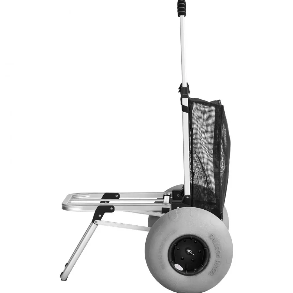 VEVOR Beach Dolly with Big Wheels for Sand, 20" x 15" Cargo Deck, Folding Sand Cart with 12" Balloon Wheels, 165 lbs Loading Capacity & 34" to 46" Adjustable Height, Heavy Duty Cart for Beach Camping