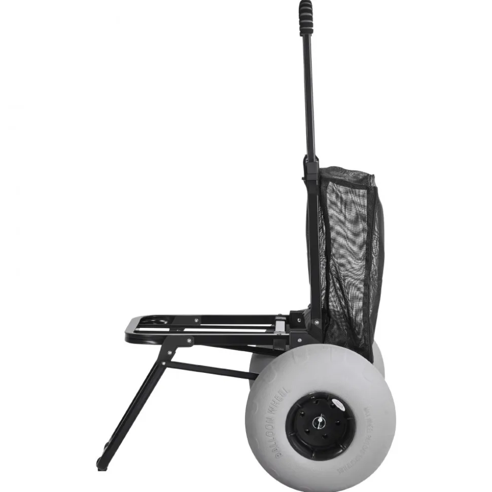 VEVOR Beach Dolly with Big Wheels for Sand, 18" x 15" Cargo Deck, Folding Sand Cart with 12" Balloon Wheels, 165 lbs Loading Capacity & 34" to 45" Adjustable Height, Heavy Duty Cart for Beach Camping