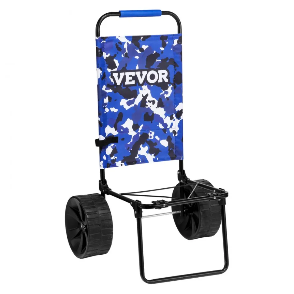 VEVOR Beach Dolly with Big Wheels for Sand, 15.4" x 15.7" Cargo Deck, w/ 10" PE Solid Wheels, 69LBS Loading Capacity Folding Sand Cart, Heavy Duty Cart for Picnic, Camping, Fishing, Beach, Gardening