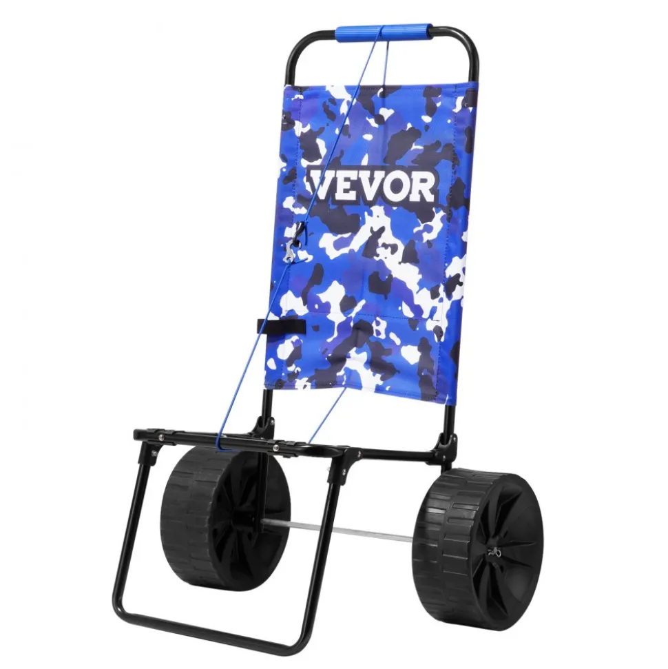 VEVOR Beach Dolly with Big Wheels for Sand, 15.4" x 15.7" Cargo Deck, w/ 10" PE Solid Wheels, 69LBS Loading Capacity Folding Sand Cart, Heavy Duty Cart for Picnic, Camping, Fishing, Beach, Gardening