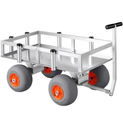VEVOR Beach Fishing Cart, 350 lbs Load Capacity, Fishing Cart Wagon with Heavy-Duty Aluminum Alloy Frame, 13-Inch All-Terrain PU Balloon Tires, 6 Rod Holders, for Outdoor Activities Camping Picnic