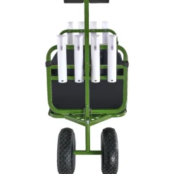 VEVOR Beach Fishing Cart, 300 lbs Load Capacity, Foldable Fish and Marine Cart with Four 11" Big Wheels Rubber Balloon Tires, Heavy-Duty Steel Pier Wagon Trolley with 8 Rod Holders for Picnic