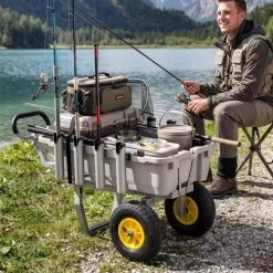 VEVOR Beach Fishing Cart, 200 lbs Load Capacity, Fishing Cart with Poly Bed, Heavy-Duty Aluminum Alloy Frame, 13-Inch All-Terrain Tires, 8 Rod Holders, Strap, Easy to Clean, for Outdoor Camping Picnic