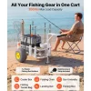 VEVOR Beach Fishing Cart, 200 lbs Load Capacity, Fishing Cart Wagon with Heavy-Duty Carbon Steel Frame, 13-Inch All-Terrain PU Balloon Tires, 7 Rod Holders, for Outdoor Activities Camping Picnic