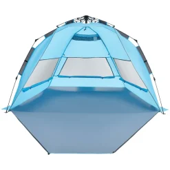 VEVOR Beach Tent Sun Shelter for 3 Person, UPF 50+ Protection, Portable Sun Shade Canopy with Carrying Bag & Ground Stakes, Lightweight and Easy Setup Beach Umbrella for Camping Fishing Outdoor Picnic