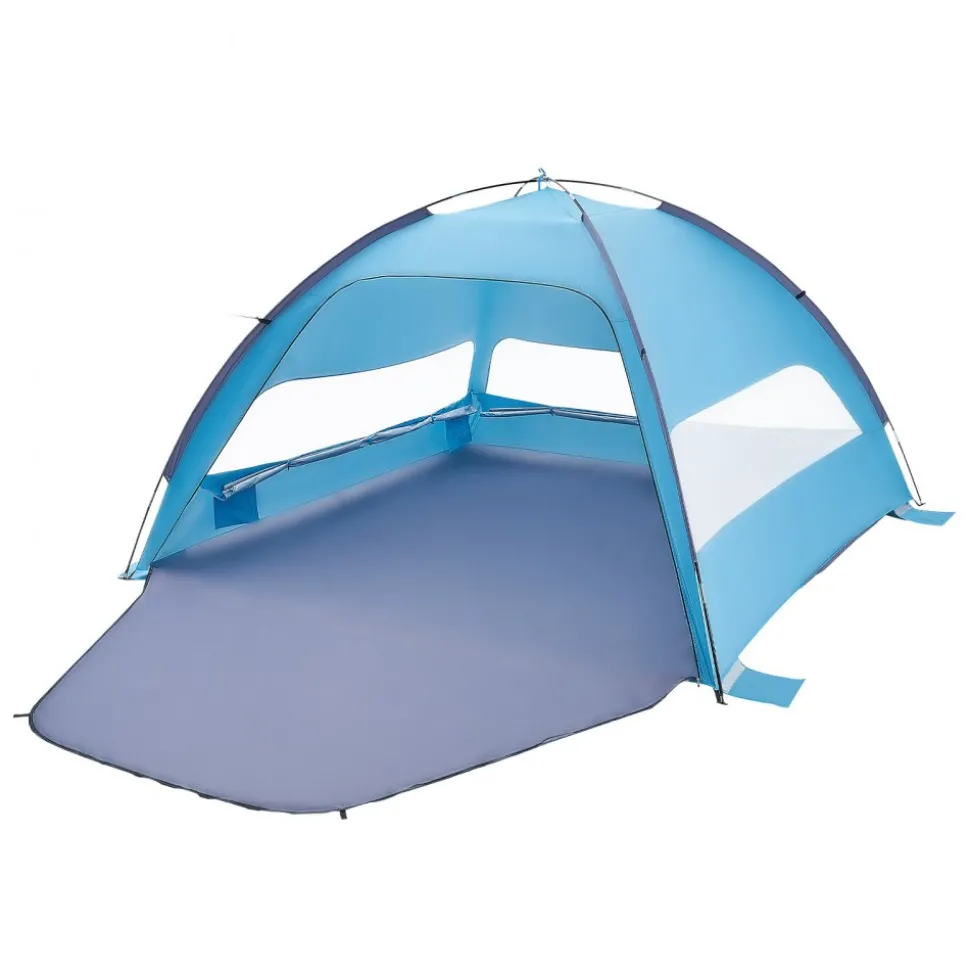 VEVOR Beach Tent Sun Shelter for 6 Person, UPF 50+ Protection, Portable Sun Shade Canopy with Carrying Bag & Sand Pockets, Lightweight and Easy Setup Beach Umbrella for Camping Fishing Outdoor Picnic
