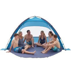 VEVOR Beach Tent Sun Shelter for 6 Person, UPF 50+ Protection, Portable Sun Shade Canopy with Carrying Bag & Sand Pockets, Lightweight and Easy Setup Beach Umbrella for Camping Fishing Outdoor Picnic