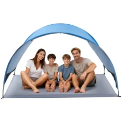VEVOR Beach Tent Sun Shelter for 4 Person, UPF 50+ Protection, Portable Sun Shade Canopy with Carrying Bag & Ground Stakes, Lightweight and Easy Setup Beach Umbrella for Camping Fishing Outdoor Picnic