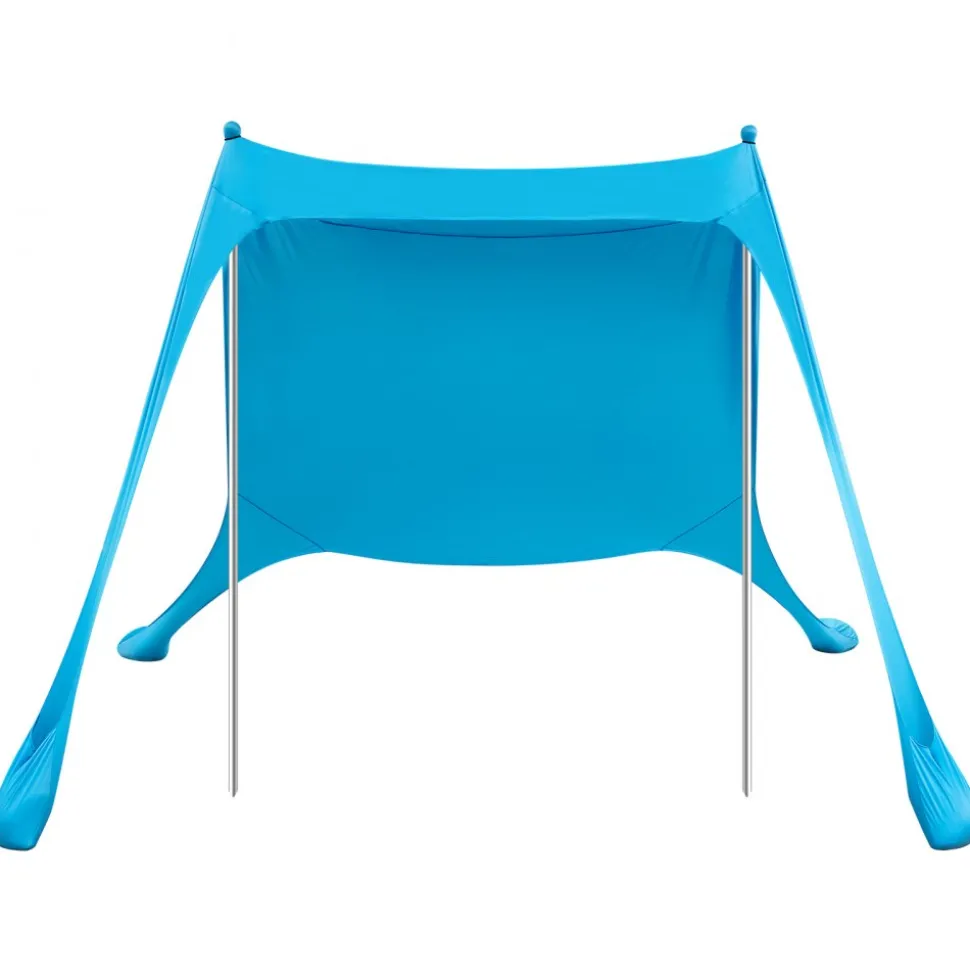 VEVOR Beach Tent Sun Shelter, UPF50+ Sun Protection, 6.6 ft Tall, 7.5x7.5 ft, Easy Pop Up Beach Canopy with Sandbags, Stability Poles, Sand Shovels, Portable Shade for Family Outings, Camping, Fishing