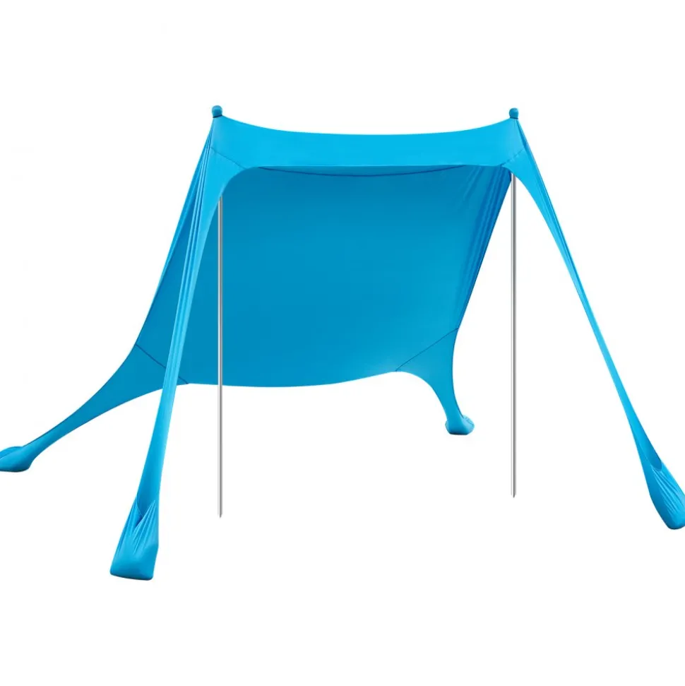 VEVOR Beach Tent Sun Shelter, UPF50+ Sun Protection, 6.6 ft Tall, 7.5x7.5 ft, Easy Pop Up Beach Canopy with Sandbags, Stability Poles, Sand Shovels, Portable Shade for Family Outings, Camping, Fishing