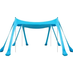 VEVOR Beach Tent Sun Shelter, UPF50+ Sun Protection, 6.6 ft Tall, 10 x 10 ft, Easy Pop Up Beach Canopy with Sandbags, Stability Poles, Sand Shovels, Portable Shade for Family, Camping, Fishing, Blue