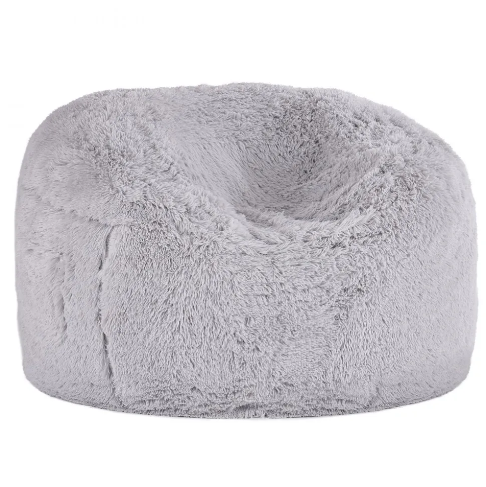 VEVOR Bean Bag Bed Chair, Convertible Chair from BeanBag to Lounge or Mattress, Gaint Bean Bag Chair Bed with Washable Cover for Adults, Fluffy Plush, Foam Filling and Side Pocket, Grey(Full Size)