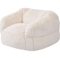VEVOR Bean Bag Chair, BeanBag Sofa Chair with Armrests for Adults, Fluffy Plush & High-Density Foam Filling Adult Bean Bag with Zapper, Comfy Lazy Sofa Chair Ideal for Living Room, Bedroom, Beige